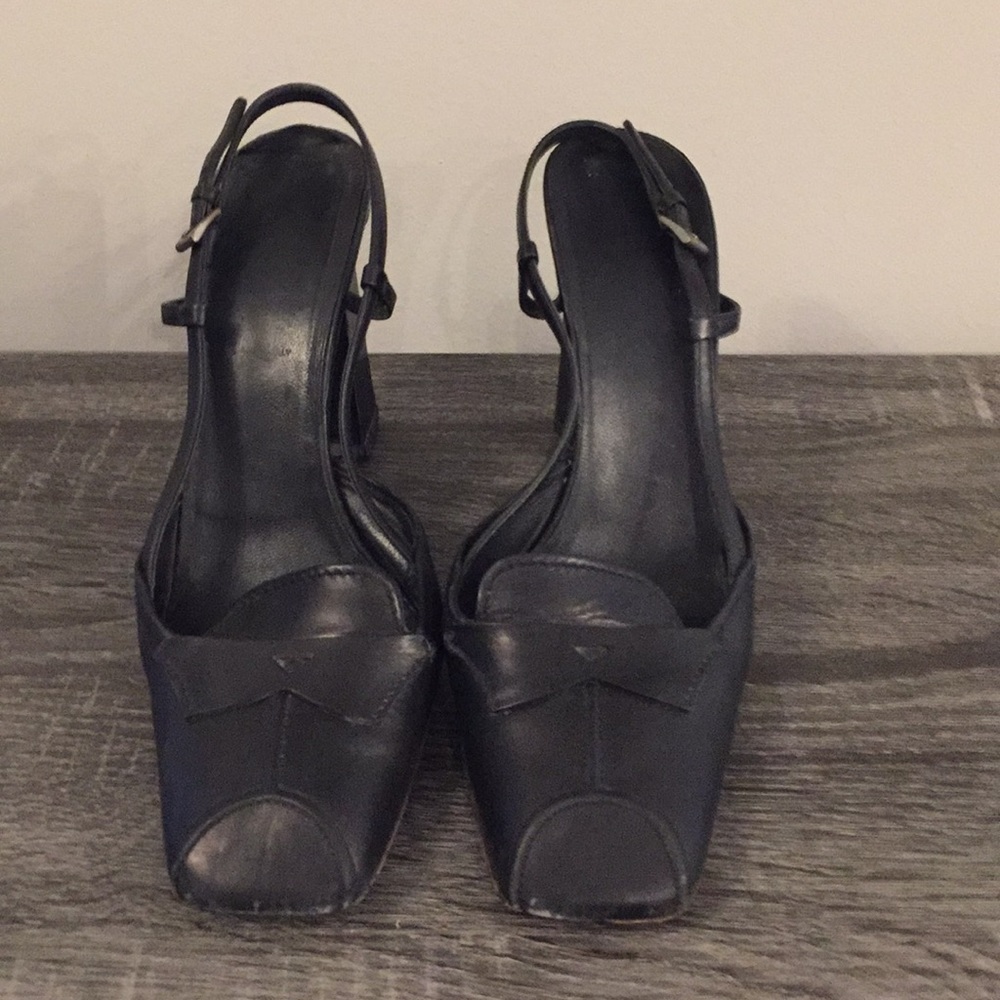 Prada Sling Back Mules Black 39 1/2